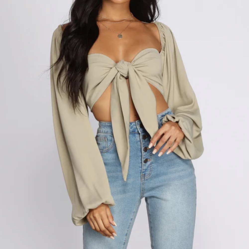 Green Crop Long Sleeve